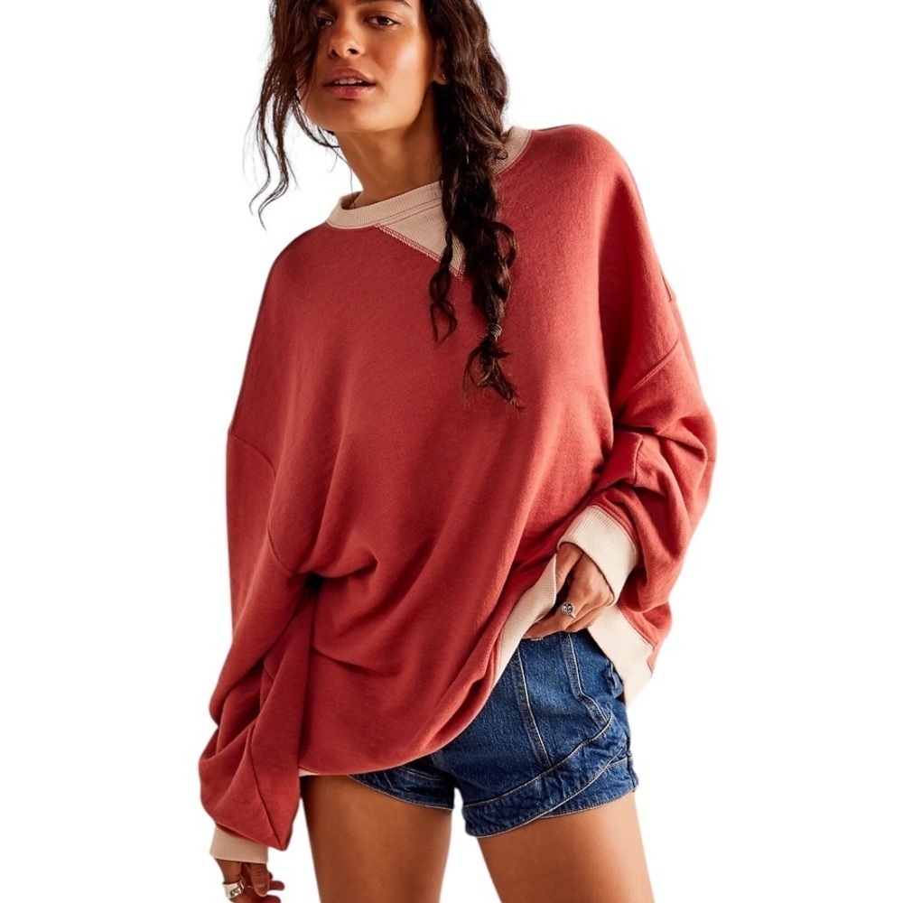 We The Free Free People Classic Crew Colorblock Sweatshirt Large